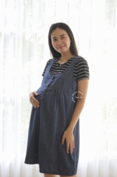 MAMA HAMIL Fanny Dress New Baju Hamil Menyusui Overall Pendek Denim SATU SET Inner Kaos   DRO 702 1  large